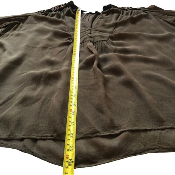 Zara olive brown velvet, embroidery and beads tunic top - Picture 11 of 13